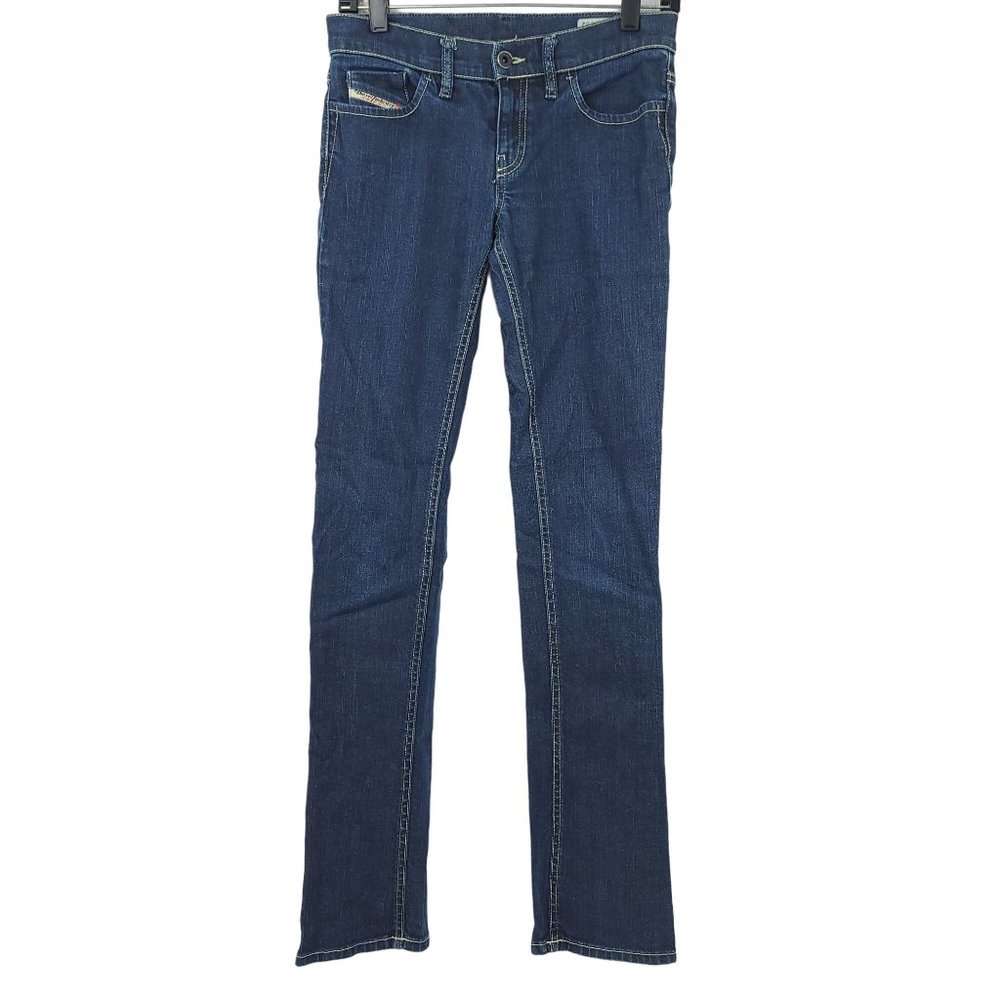 Diesel Liv Jean Women Sz 27 Dark Wash Denim Low Rise Stretch Straight Made Italy